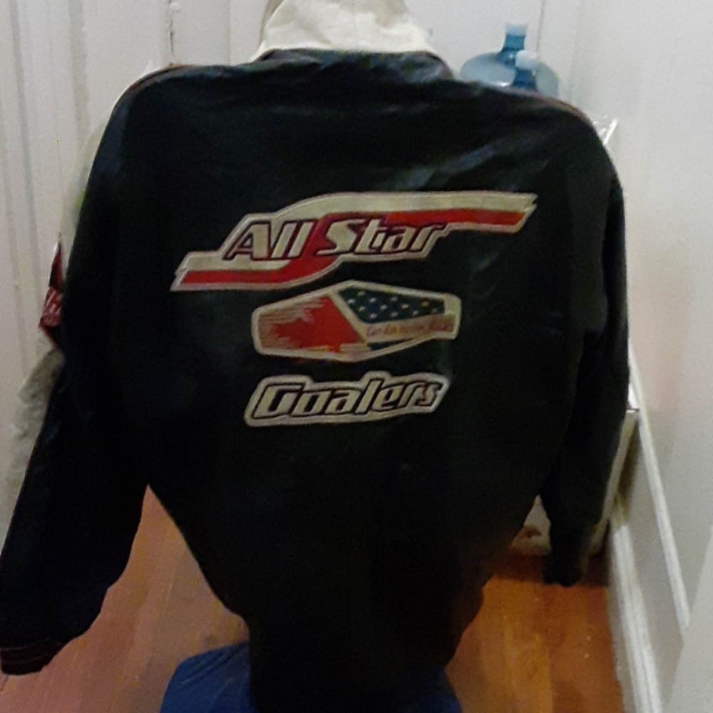 Full length all leather varsity jacket